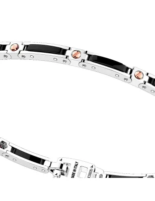 Bracciale Argento e Ceramica con dettagli in Oro Rosa Uomo Zancan