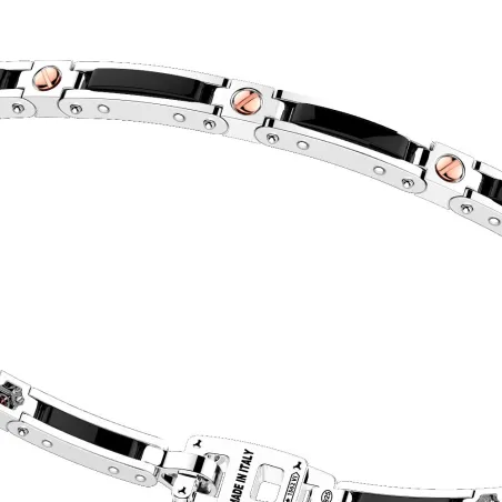 Bracciale Argento e Ceramica con dettagli in Oro Rosa Uomo Zancan