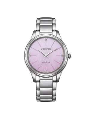 Orologio Elegance rosa 4 diamanti EM1220-58X Donna Citizen