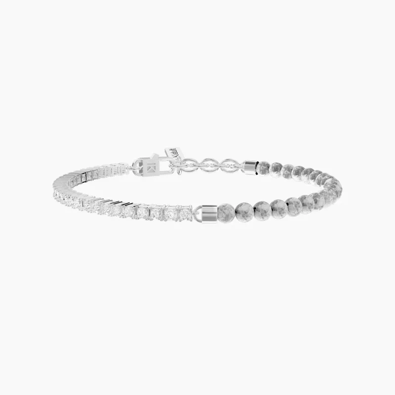 Bracciale Tennis con Zirconi e Agata Grigia Uomo Kidult