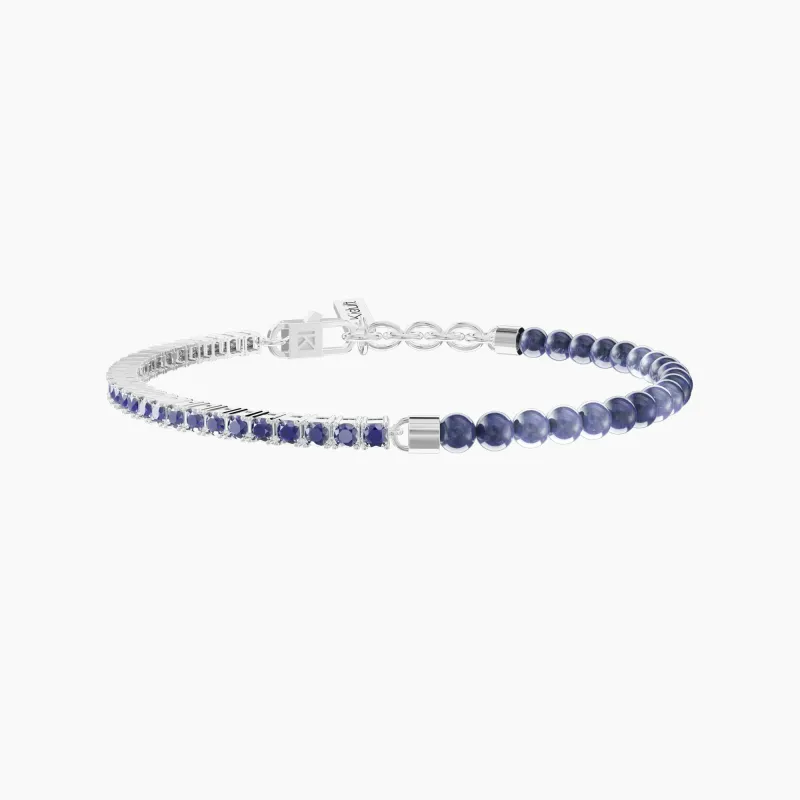 Bracciale Tennis con Zaffiri sintetici e Sodalite Blu Uomo Kidult