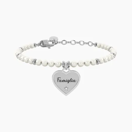 Bracciale di Perle con Ciondolo Cuore/Famiglia Donna Kidult