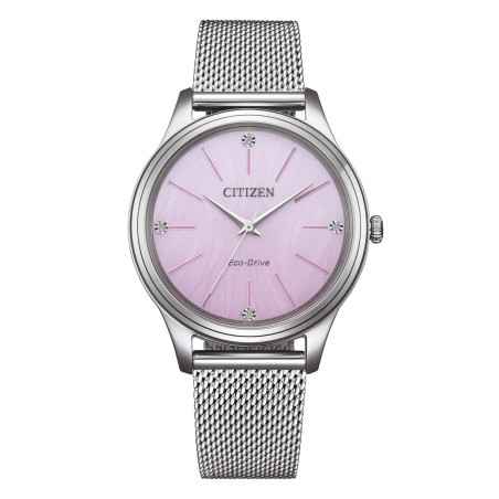 Orologio Elegance rosa mesh diamanti EM1220-82X Donna Citizen