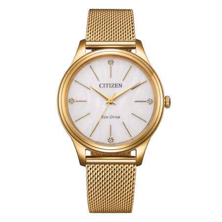 Orologio Elegance oro mesh 4 diamanti EM1222-87A Donna Citizen