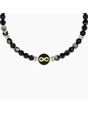 Bracciale Infinito e Agata Striata Nera Uomo Kidult