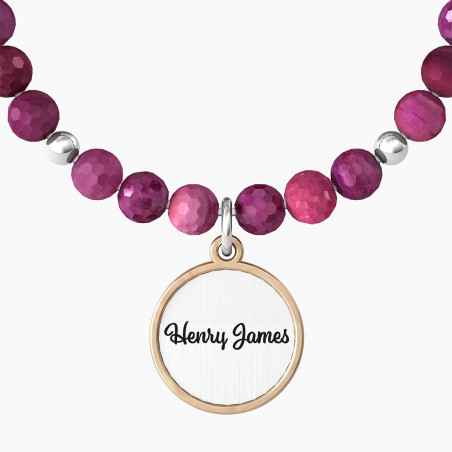 Bracciale Elastico con Pietre Fucsia e Ciondolo Donna Kidult