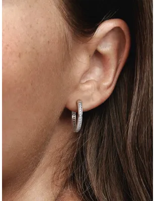 Orecchini Cerchi Cuori Scintillanti Donna Pandora
