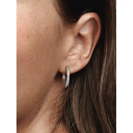 Orecchini Cerchi Cuori Scintillanti Donna Pandora