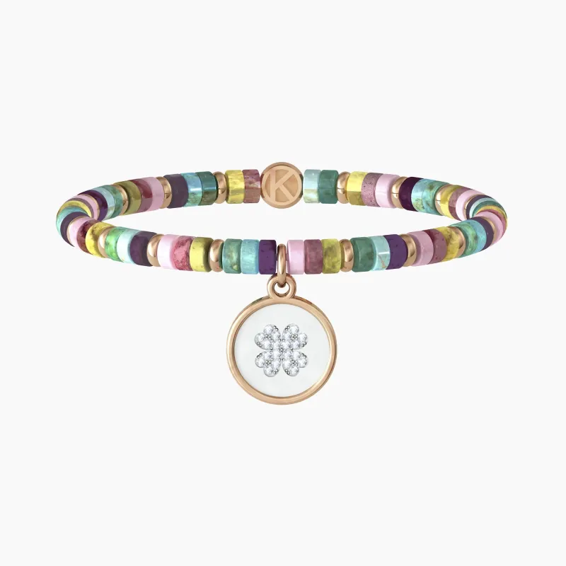 Bracciale Portafortuna con pietre e ciondolo Quadrifoglio Donna Kidult