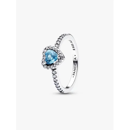 Anello Cuore in rilievo azzurro m.52 Donna Pandora