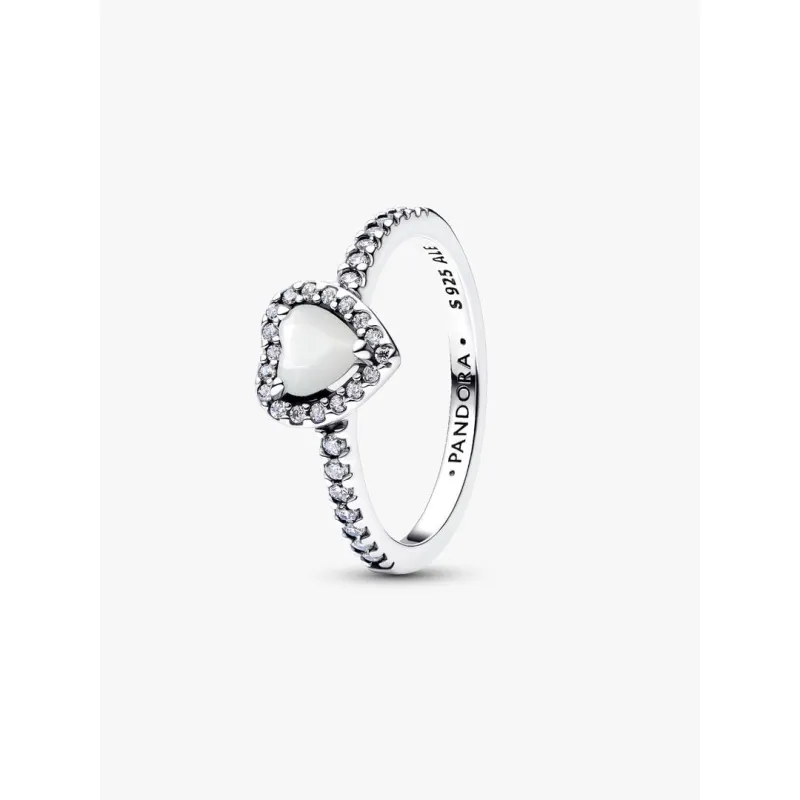 Anello Cuore in Rilievo Bianco mis.52 Donna Pandora