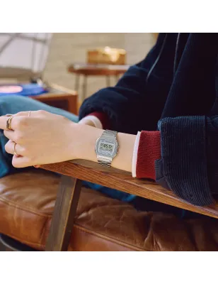 Orologio Vintage A158WEA-7EF argentato accento blu Casio