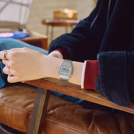 Orologio Vintage A158WEA-7EF argentato accento blu Casio