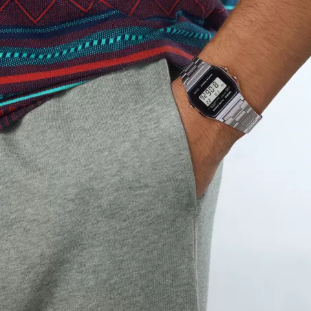 Orologio Vintage A158WEA-1EF nero acciaio crono Casio