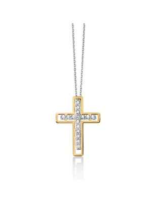 COLLANA CROCE DUE ORI DIAMANTE DONNA MILUNA I DIAMANTI