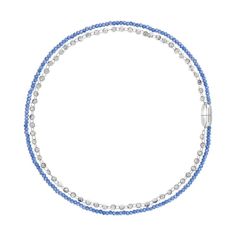 Collana Magnetica System Acciaio e Cristalli Azzurri Donna Breil