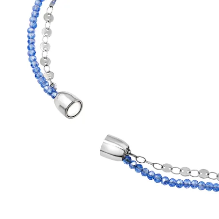Collana Magnetica System Acciaio e Cristalli Azzurri Donna Breil