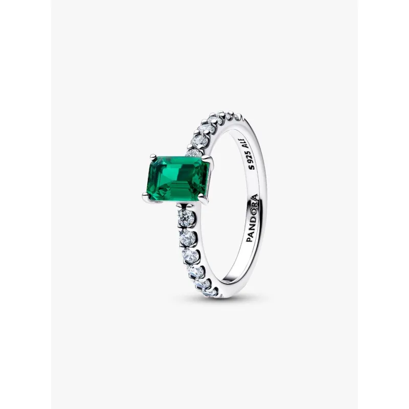 Anello Taglio Baguette Verde mis.56 Donna Pandora