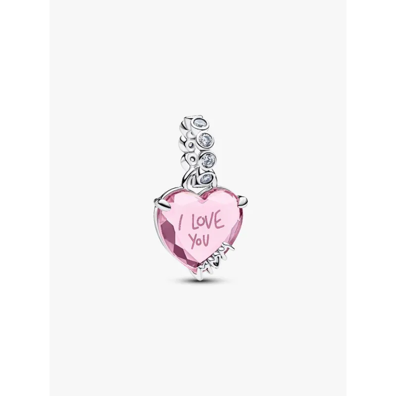 Charm Pendente Cuore Rosa Ti Voglio Bene Mamma Donna Pandora