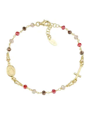 Bracciale Rosario Dorato con Cristalli Multicolor Amen