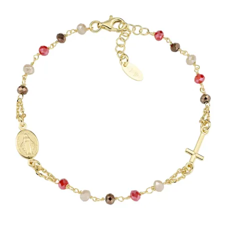 Bracciale Rosario Dorato con Cristalli Multicolor Amen