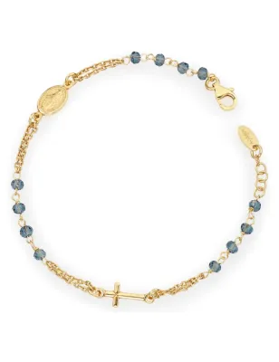 Bracciale Rosario Cristalli Blu Croce Charm Amen
