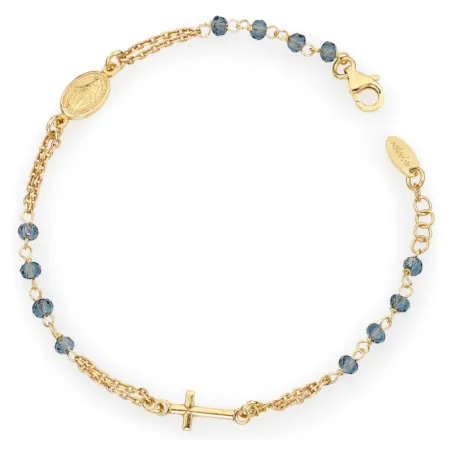 Bracciale Rosario Cristalli Blu Croce Charm Amen