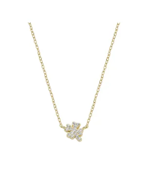 Collana Mini Quadrifoglio Pavé Dorata Donna Amen