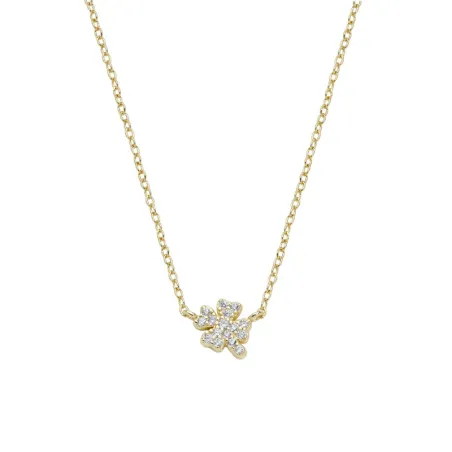 Collana Mini Quadrifoglio Pavé Dorata Donna Amen