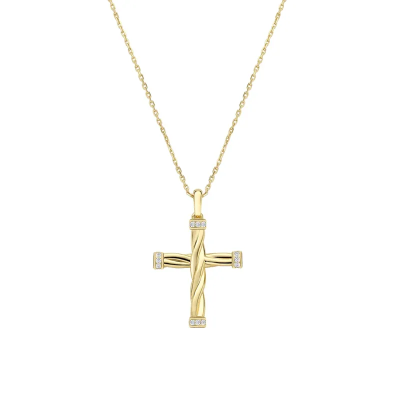 Collana in Ottone Placcato Oro 18k Croce a Corda Donna Amen