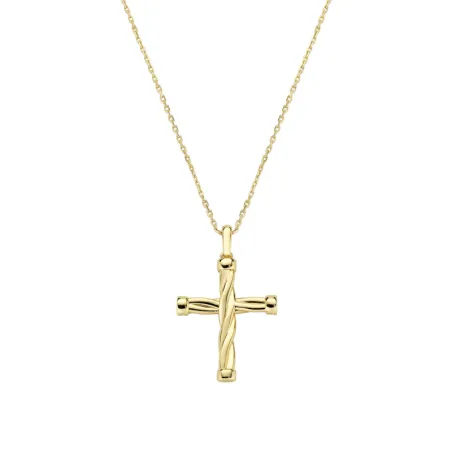 Collana in Ottone Placcato Oro 18k Croce a Corda Donna Amen