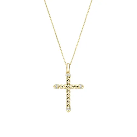 Collana in Ottone Placcato Oro 18k Croce Intrecciata Donna Amen