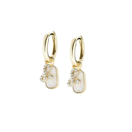 Orecchini Ottone Placcato Oro 18k Charm Madreperla e Infinit Amen