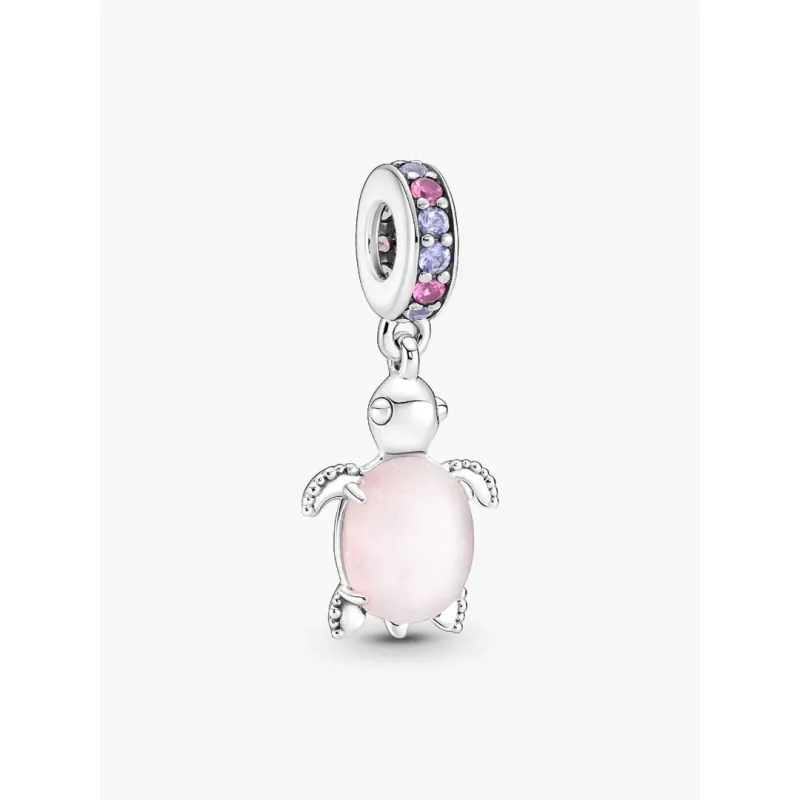 Charm Pendente Tartaruga Marina Rosa Vetro di Murano Donna Pandora