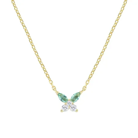 Collana Petali Verde Acqua Dorata Donna Amen