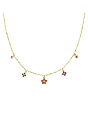 Collana Primula Arancione Dorata Donna Amen
