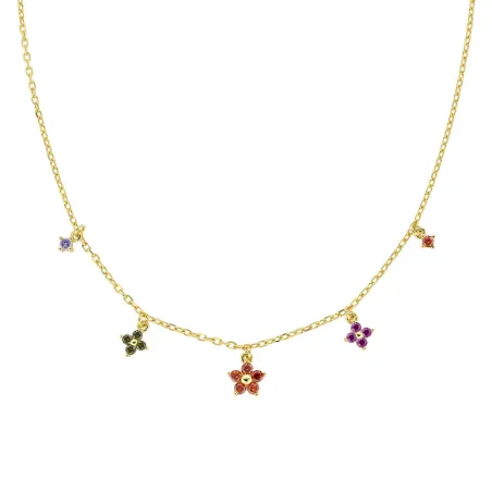 Collana Primula Arancione Dorata Donna Amen