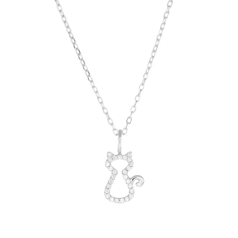 Collana Gattino con Zirconi Bianchi Donna Amen