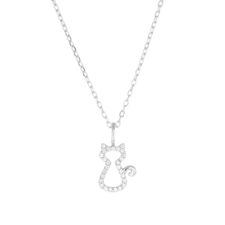 Collana Gattino con Zirconi Bianchi Donna Amen