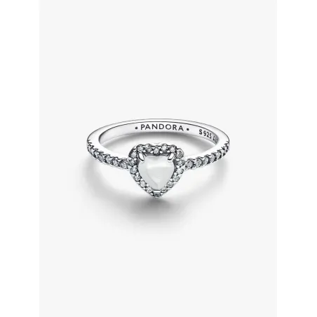 Anello Cuore in Rilievo Bianco mis.50 Donna Pandora