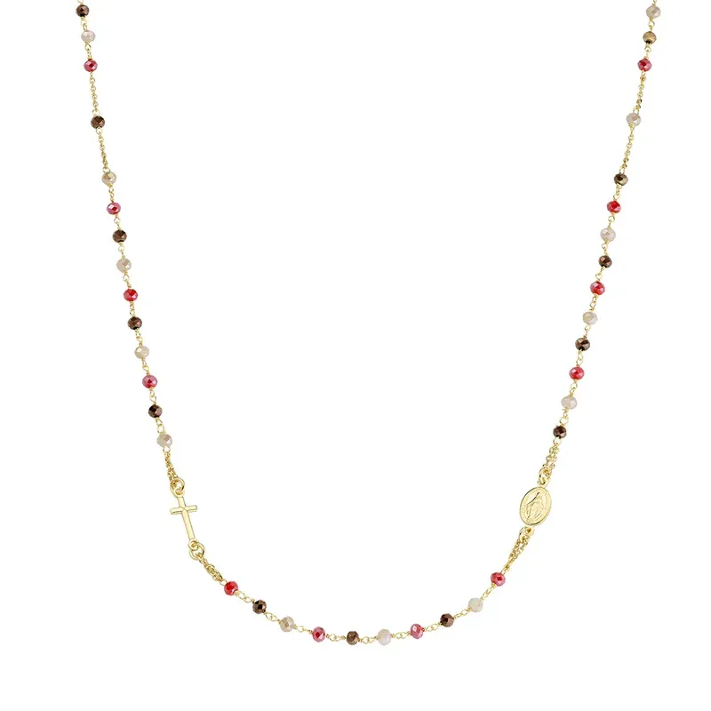 Rosario Girocollo Dorato con Cristalli Multicolor Donna Amen Rosario Girocollo Dorato con Cristalli Multicolor Donna Amen