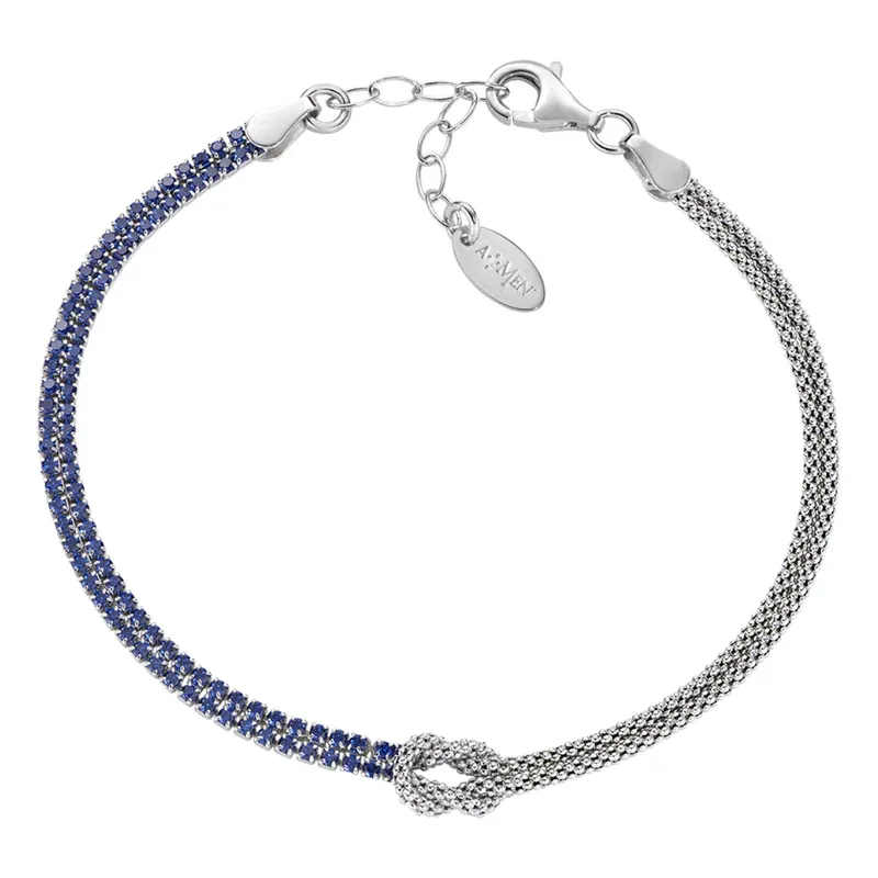 Bracciale Nodo d'Amore con Zirconi Blu Donna Amen