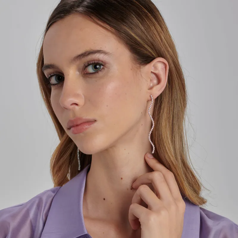 Orecchini Pendenti Lunghi in Acciaio Dorato Donna Brosway