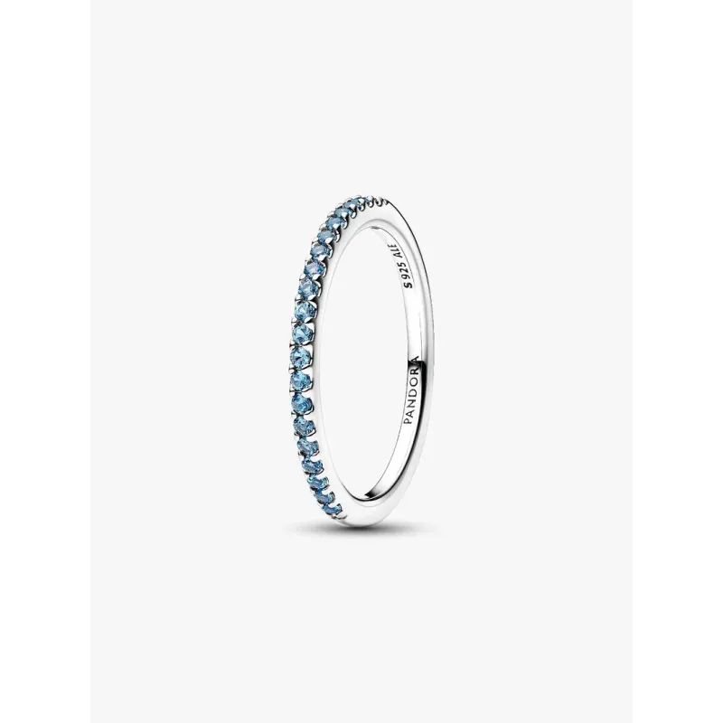 Anello Pavè Fascia Sottile Azzurro mis.54 Donna Pandora
