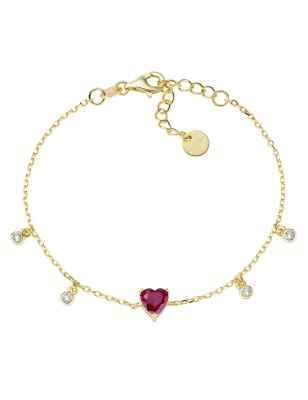 BRACCIALE DORATO CHANDELIER CON CUORE RUBINO AMEN