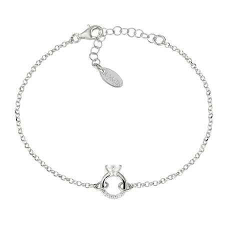BRACCIALE CON ANELLO SOLITARIO BIANCO DONNA AMEN  BRSOBBBZ Amen