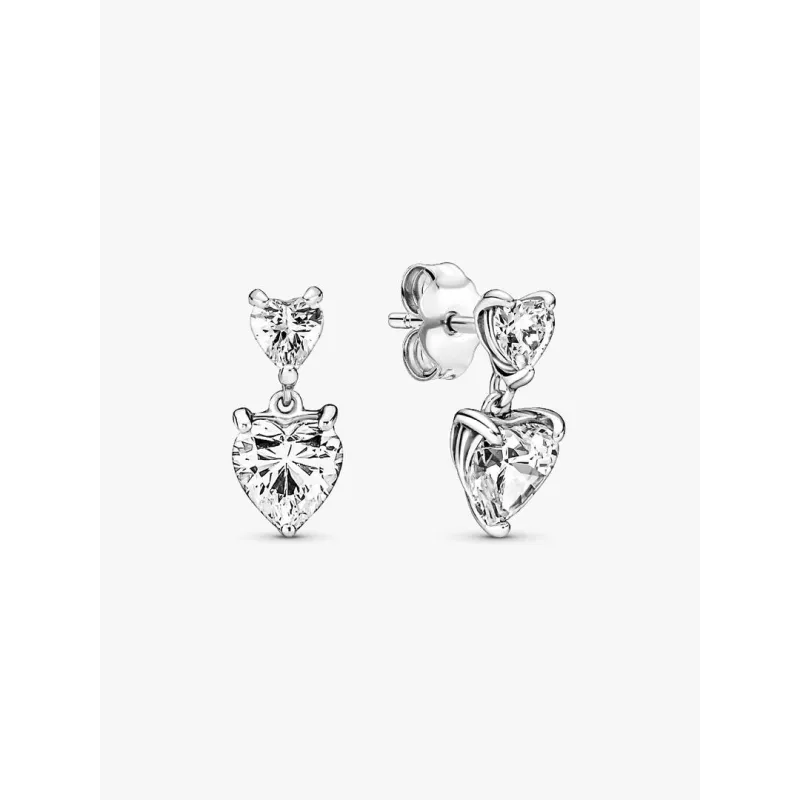 Orecchini Pendenti Due Cuori Donna Pandora Orecchini Pendenti Due Cuori Donna Pandora