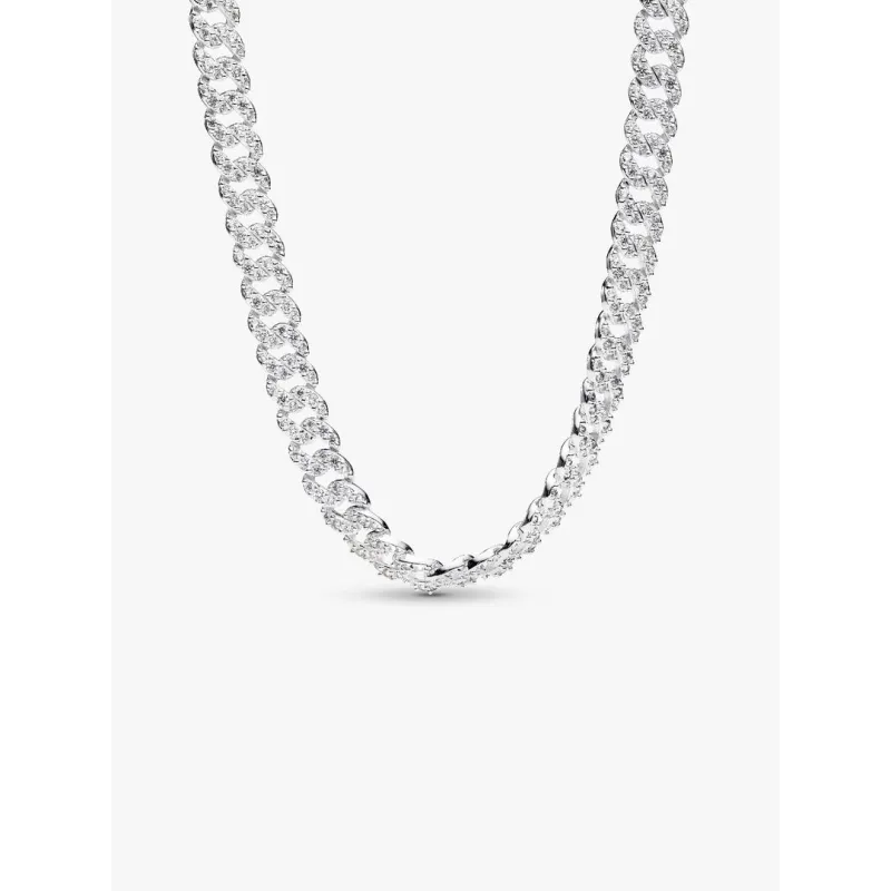 Collana Catena Maglia Cubana Pavè Donna Pandora Collana Catena Maglia Cubana Pavè Donna Pandora