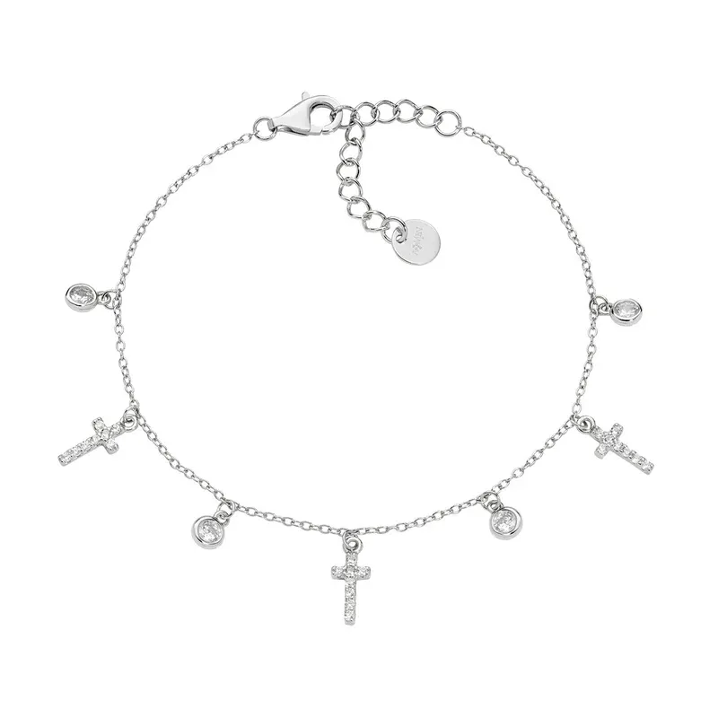 Bracciale Multicharm Croci e Zirconi Bianchi Donna Amen Bracciale Multicharm Croci e Zirconi Bianchi Donna Amen