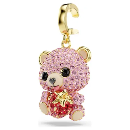 Charm Idyllia Orsetto Rosa Placcato color Oro Donna Swarovski